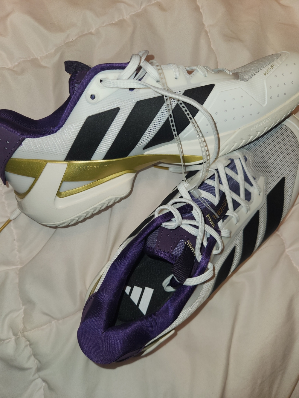 adidas Adizero Tennis Shoes Mens Size 12 White Purple Gold Black